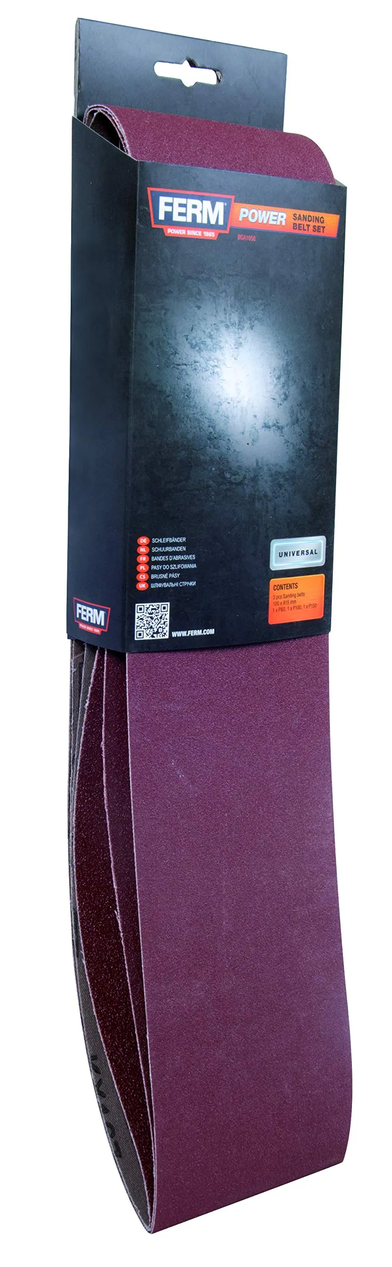 FERM nastri abrasivi 915x100mm set 3 pezzi G60 G100 G150 banco