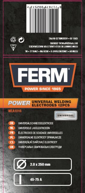 FERM WEA1016 Elettrodi 2mm 12 Pezzi per Saldatrice