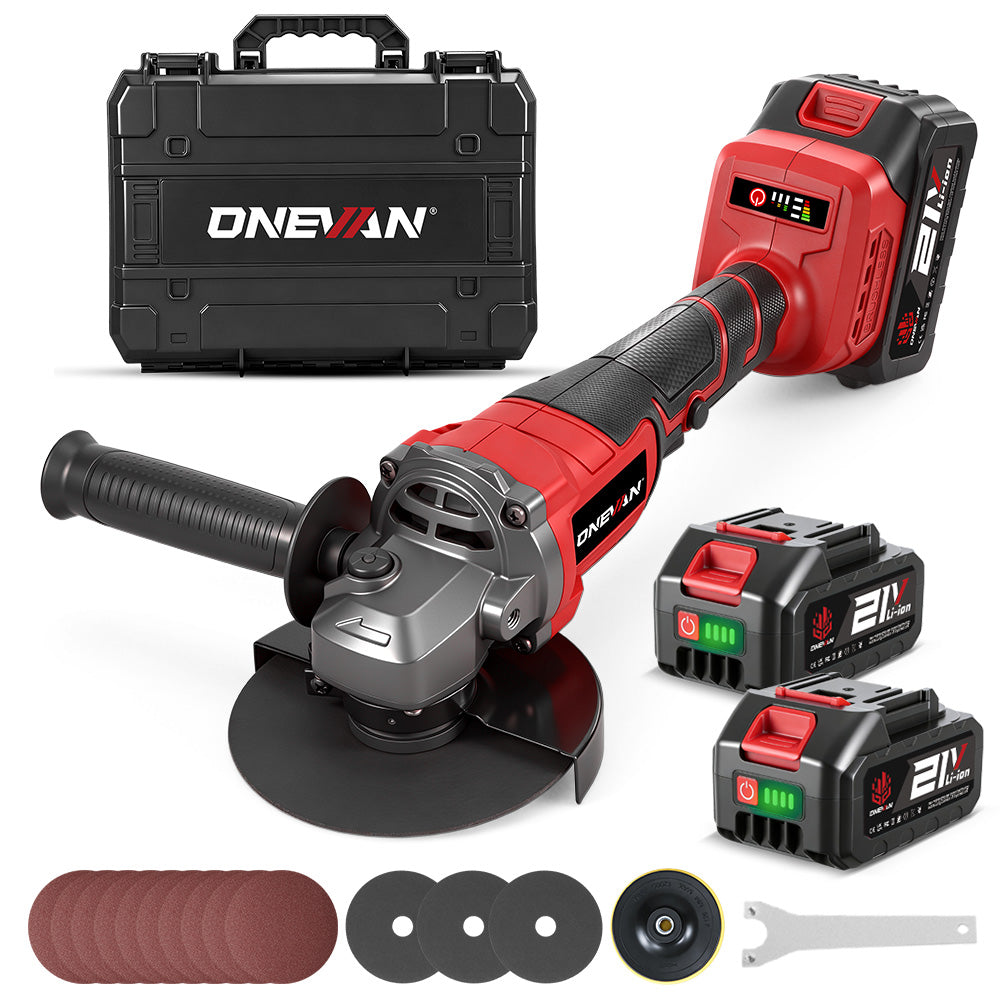 ONEVAN Woodworking Tools Smerigliatrice Angolare 125mm Brushless 700W 2 Batterie