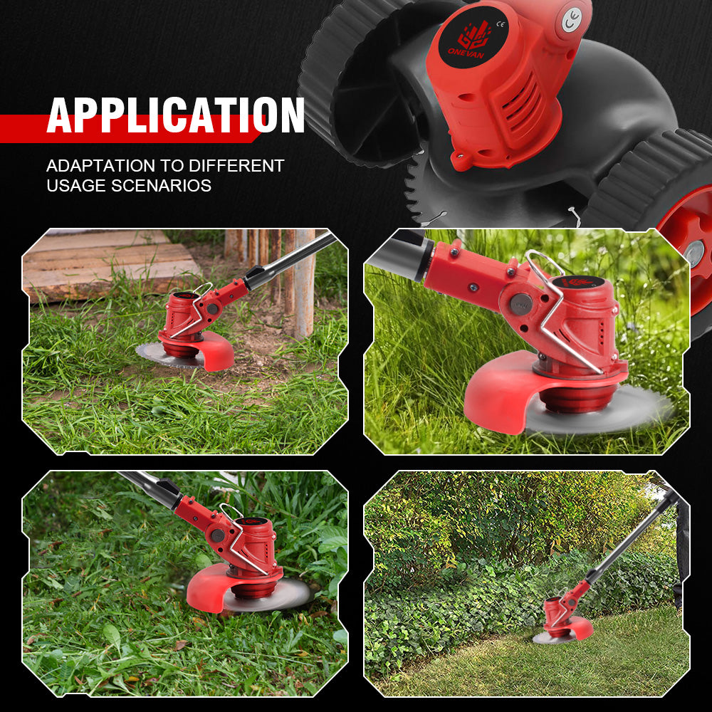 ONEVAN Garden Tools tagliaerba a batteria 380W 3 lame 2 batterie