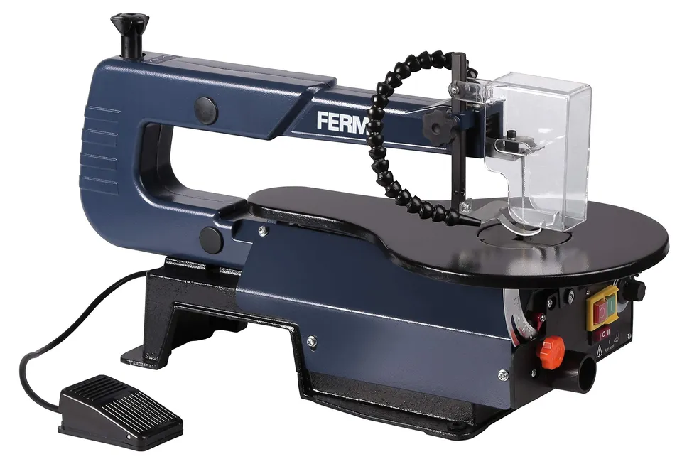 Ferm SSM1007 Sega da Traforo 120W con 6 Lame e Pedale