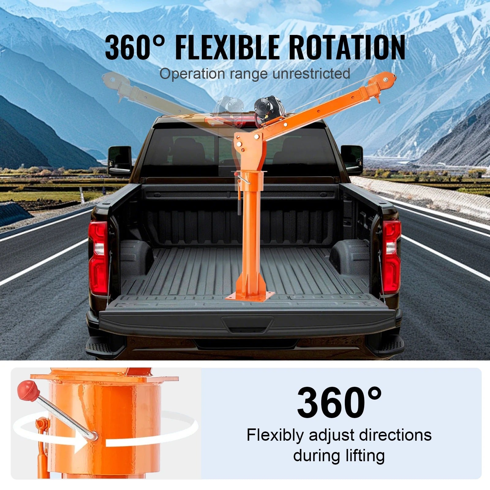 Sihao Winches Gru Camion 3500lbs con Verricello 1100lbs 360°