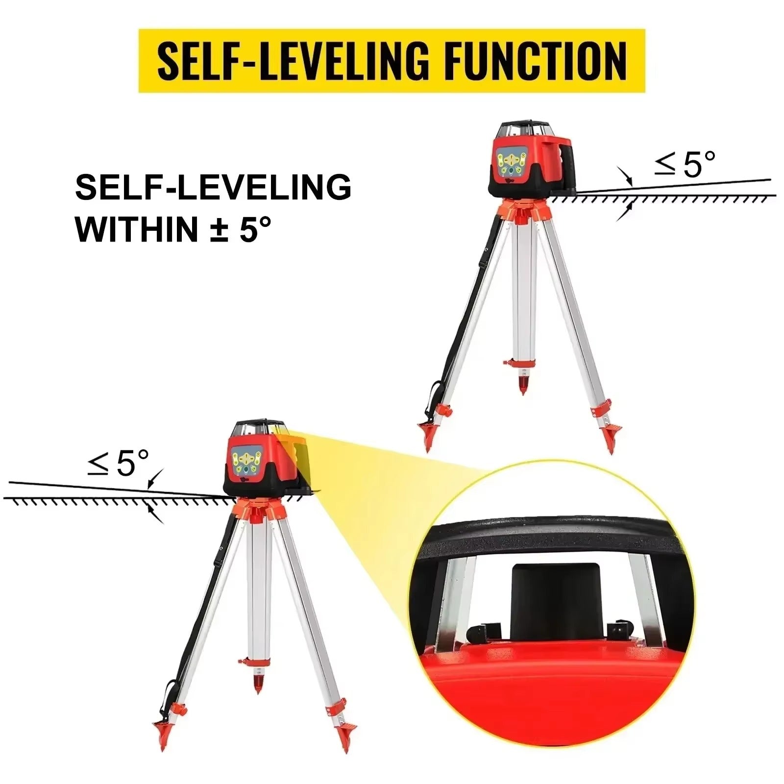 Sihao Surveying livello laser rotante raggio rosso 360° con ricevitore
