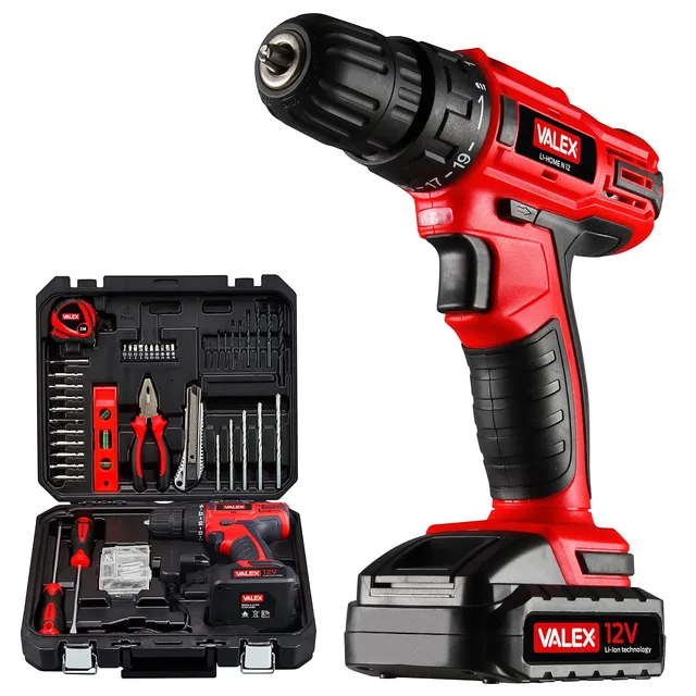 Valex Li-Home N12 trapano avvitatore 12V valigetta 72 utensili