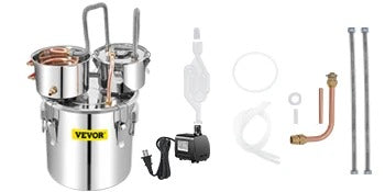 Sihao Distillatore alambicco rame inox 30L termometro
