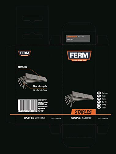 Ferm ATA1048 punti metallici 30 mm tipo 55 1000 pezzi acciaio