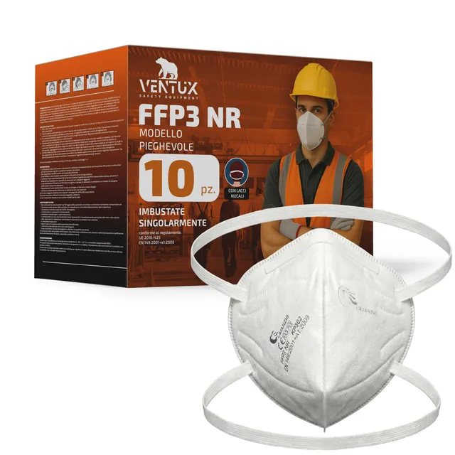 Ventux FFP3 mascherina senza valvola bianca 10 pezzi