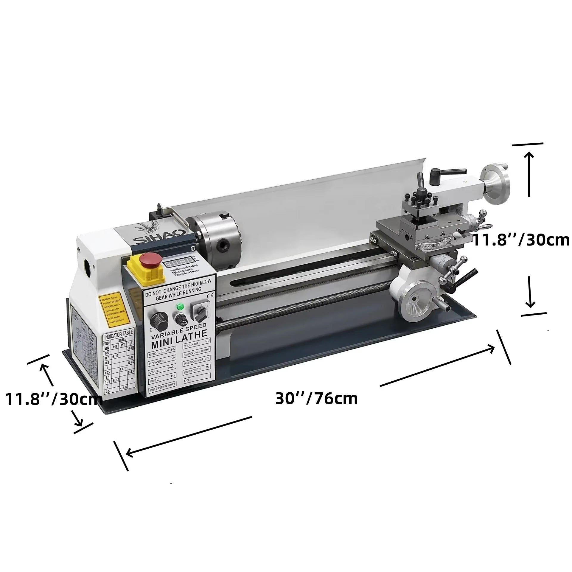 Sihao Lathe 180x350 tornio metalli 750W 220V senza logo