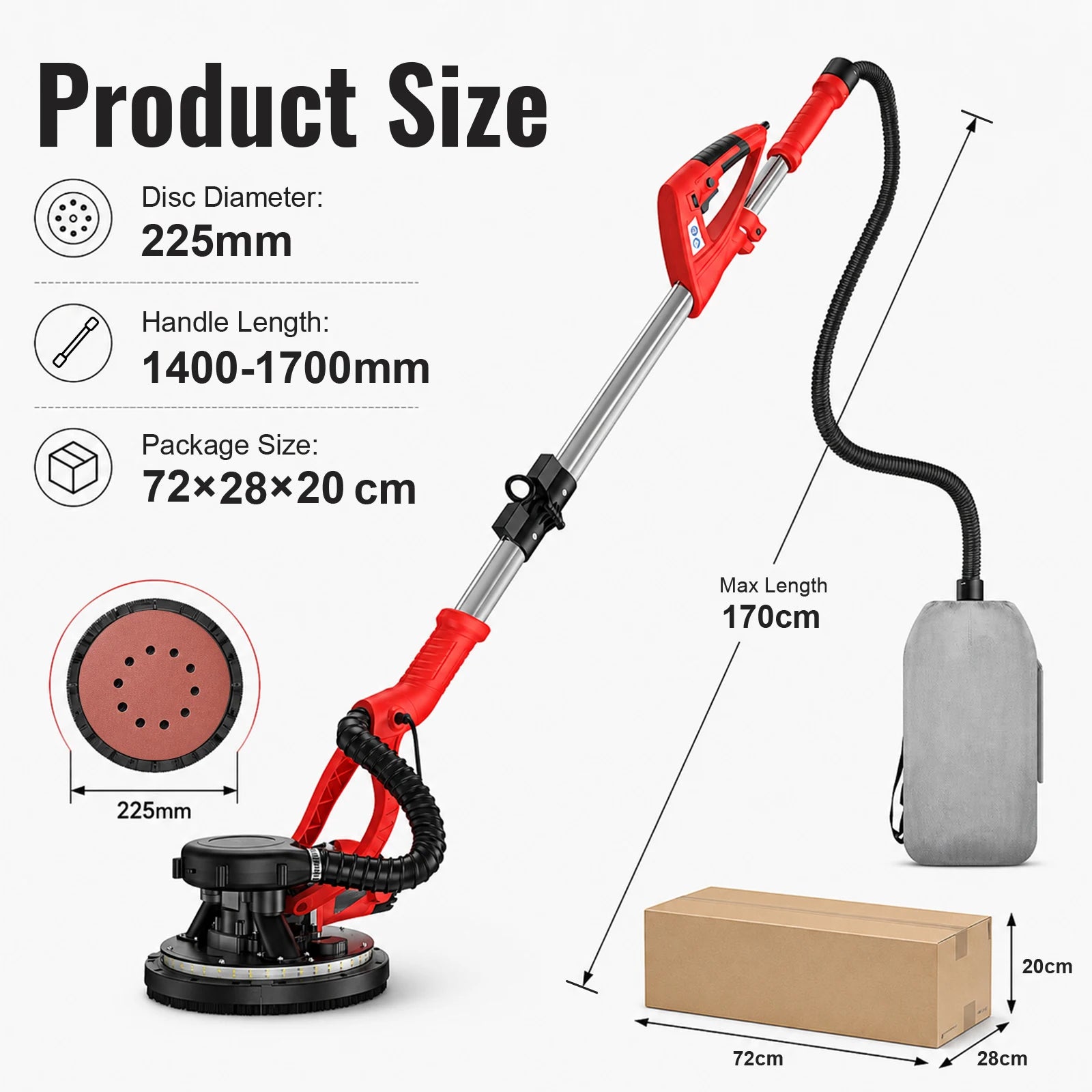 Sihao Tools levigatrice muro 750W 225mm con aspirazione EU