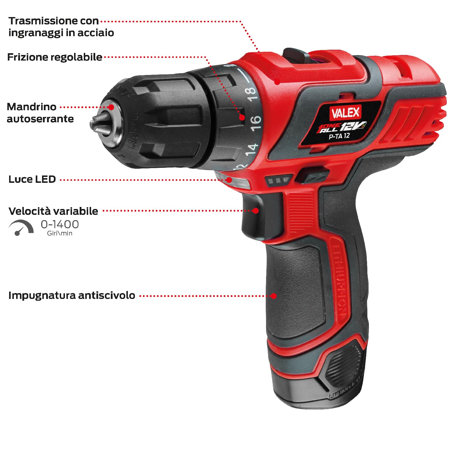 Valex OneAll Kit Trapano P-TA12+MU12 12V 2Ah