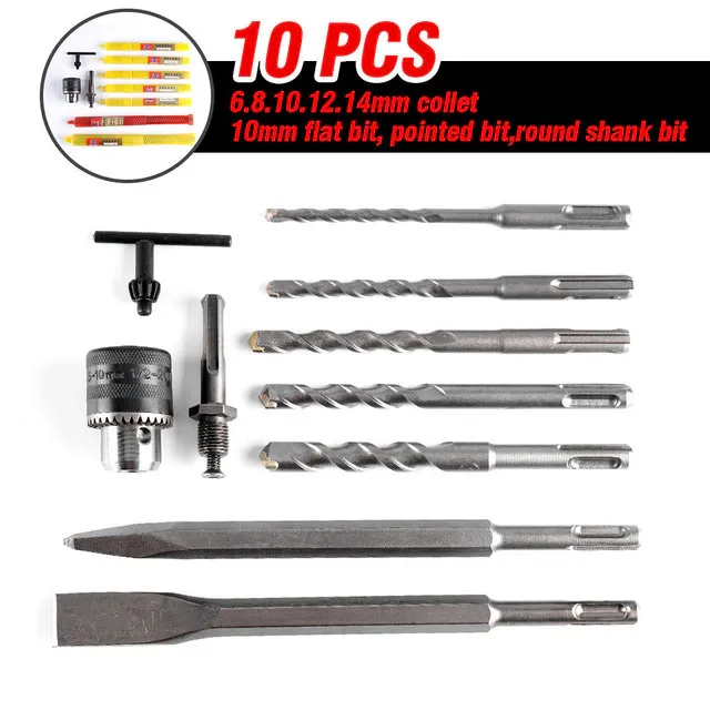 ONEVAN Tool Accessories punte trapano 10 pezzi 6-14 mm mandrino