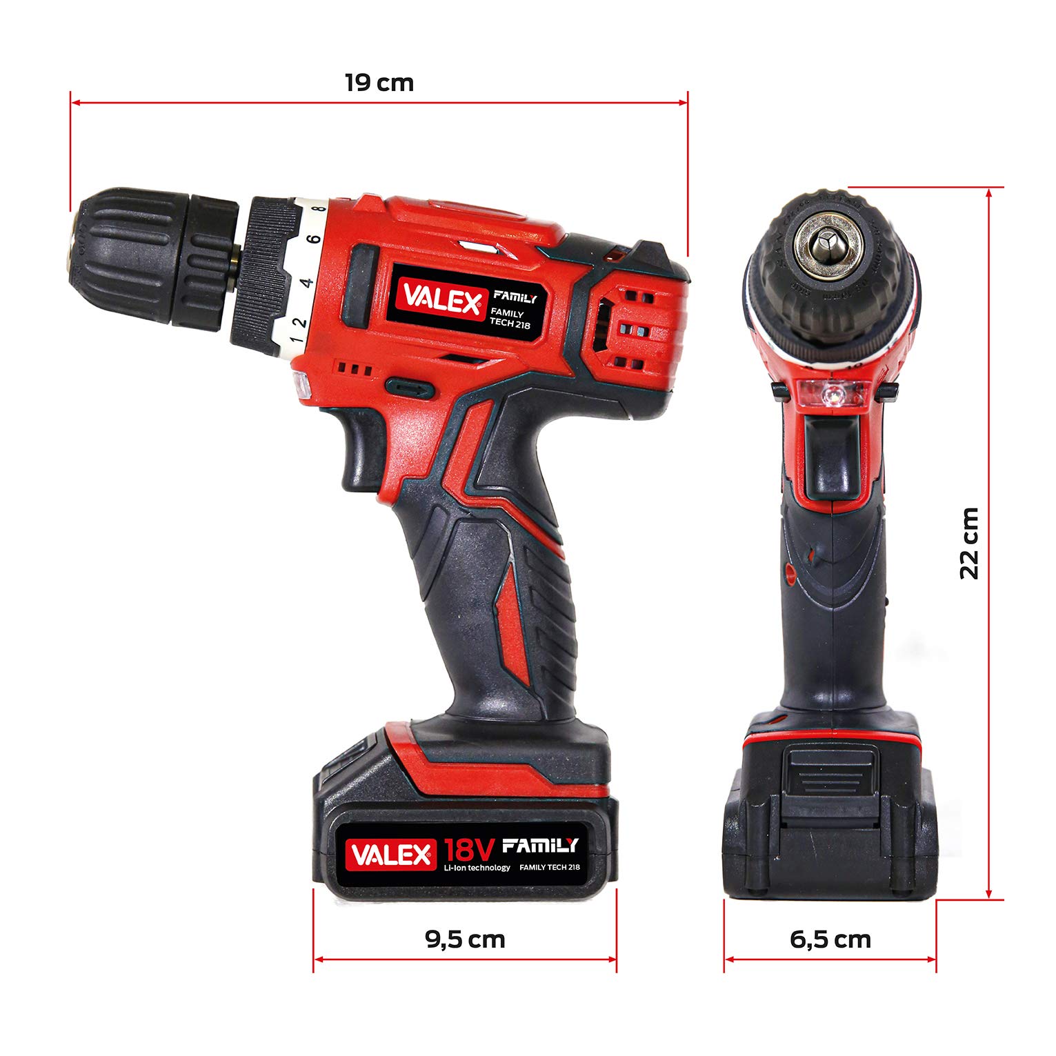 Valex Family-Tech 218 Trapano Avvitatore 18V 2 Batterie