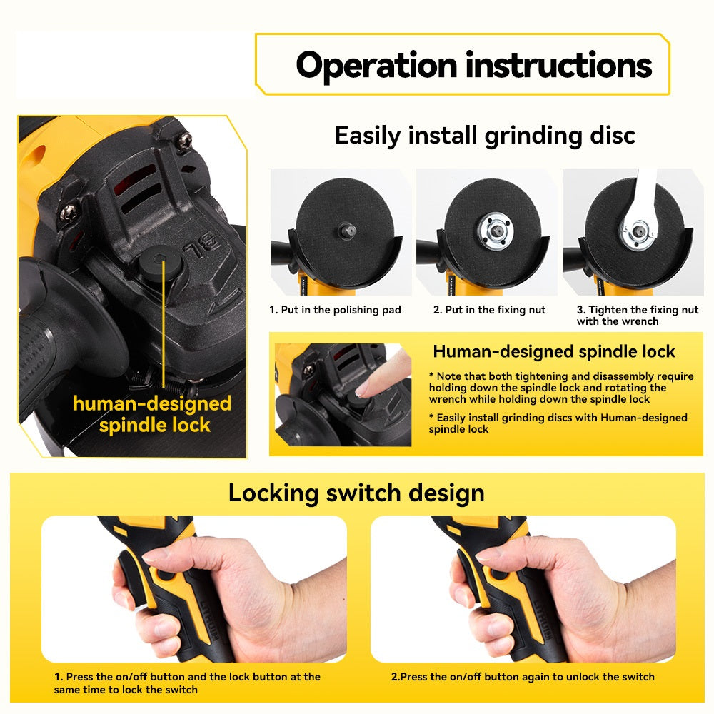 ONEVAN Woodworking Tools Smerigliatrice 125mm 850W 2 batterie