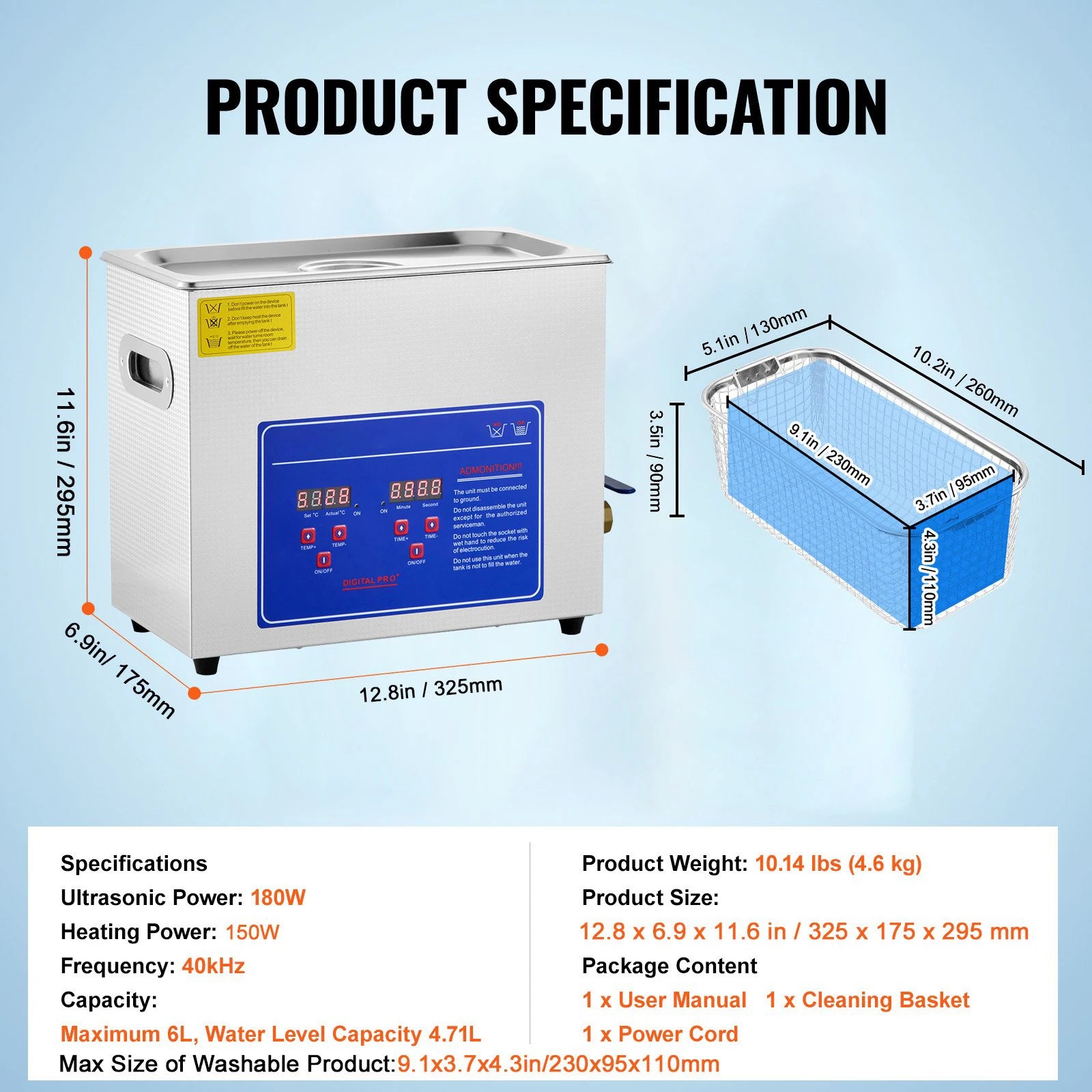 Sihao Ultrasonic Cleaners Pulitore Ultrasuoni 1.3L 40kHz Riscaldato