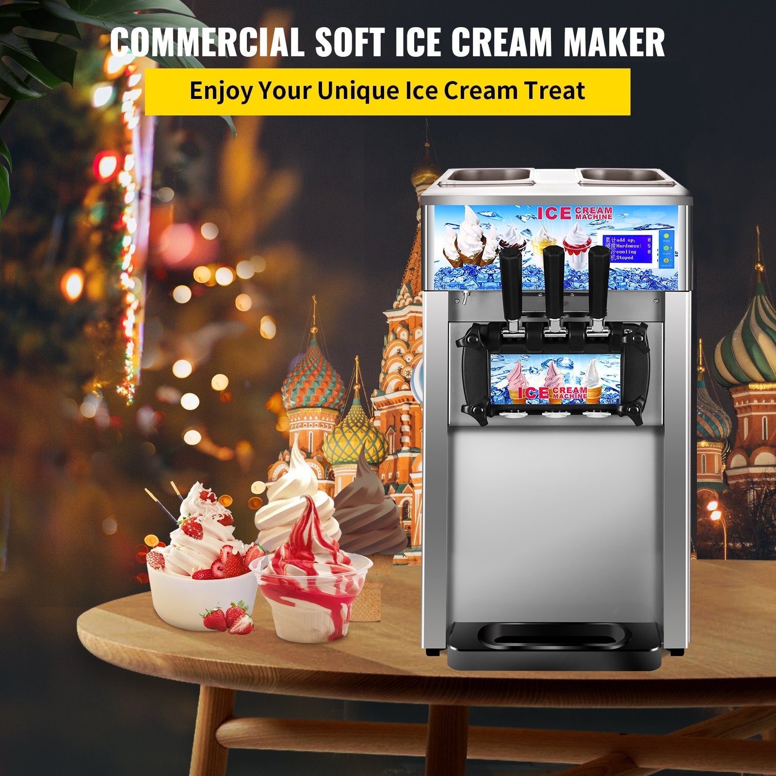 Sihao Ice Cream Maker gelatiera soft 3 gusti 18L/h LCD