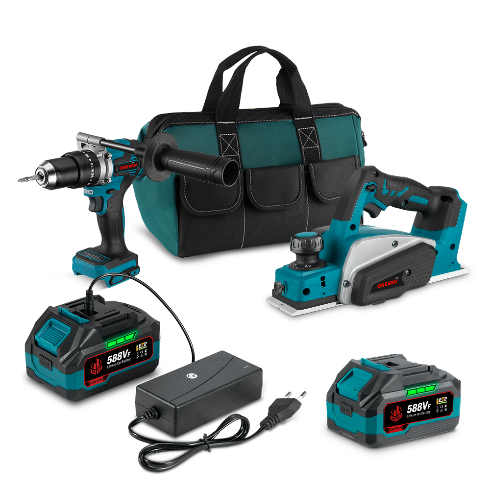 ONEVAN Cordless Tool Set Trapano 13mm Pialla Kit 3Ah EU