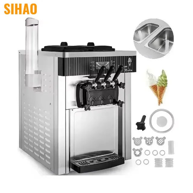 Sihao macchina gelato soft 18-28L/h 3 gusti 2200W