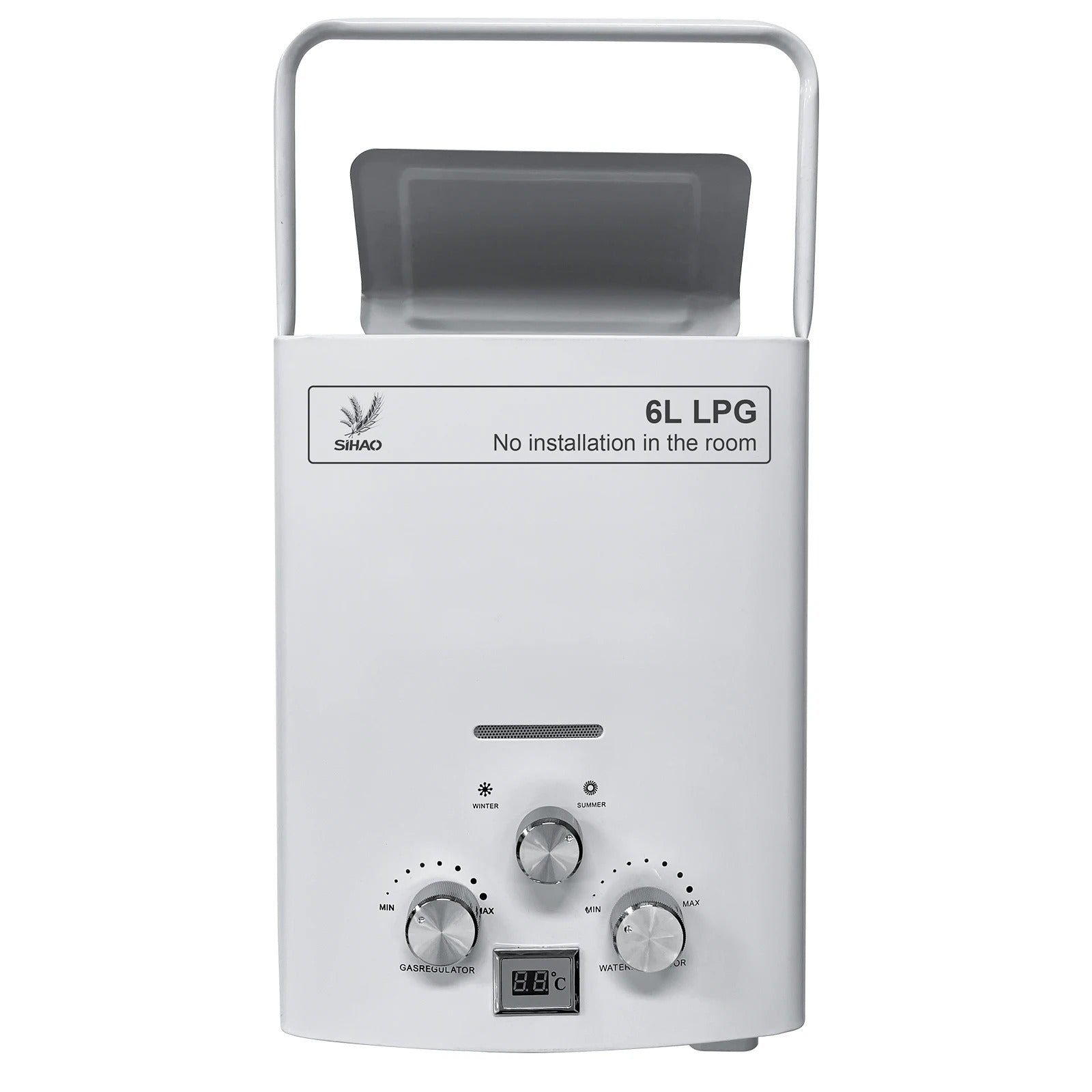 SIHAO Scaldabagno a gas 6L portatile GPL Tipo A display