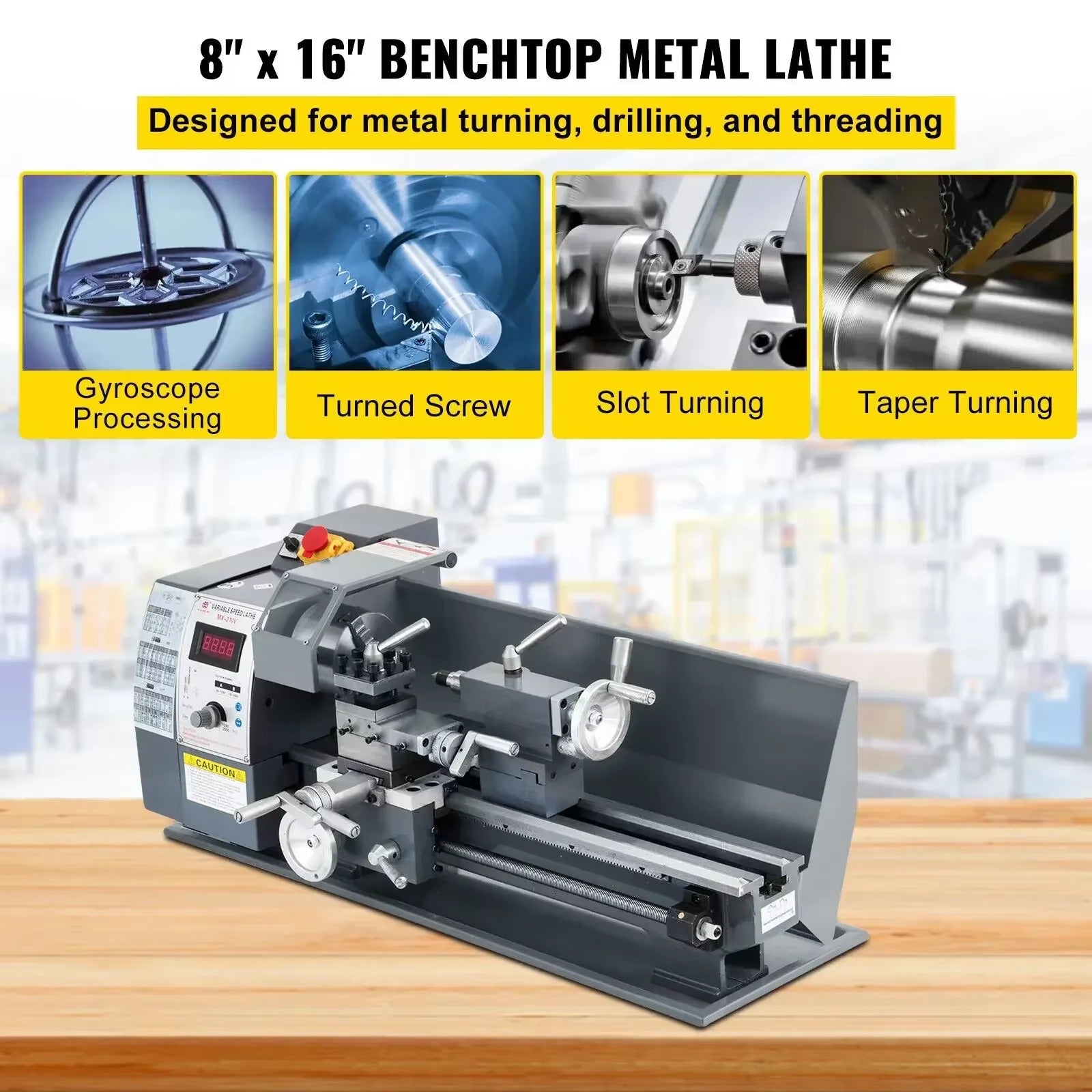 Sihao Mini Tornio Metallo 750W 8x16 50-2500 giri