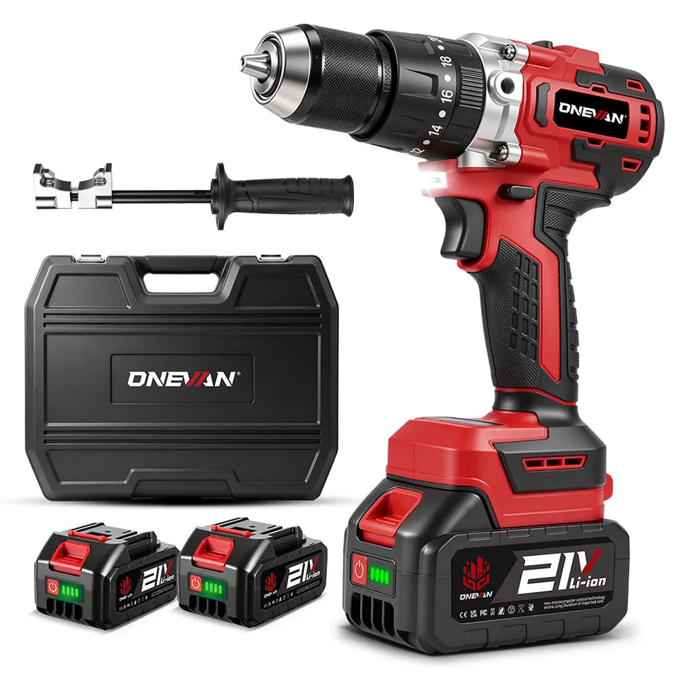 ONEVAN Home Improvement trapano percussione 13mm 150Nm 2 batterie