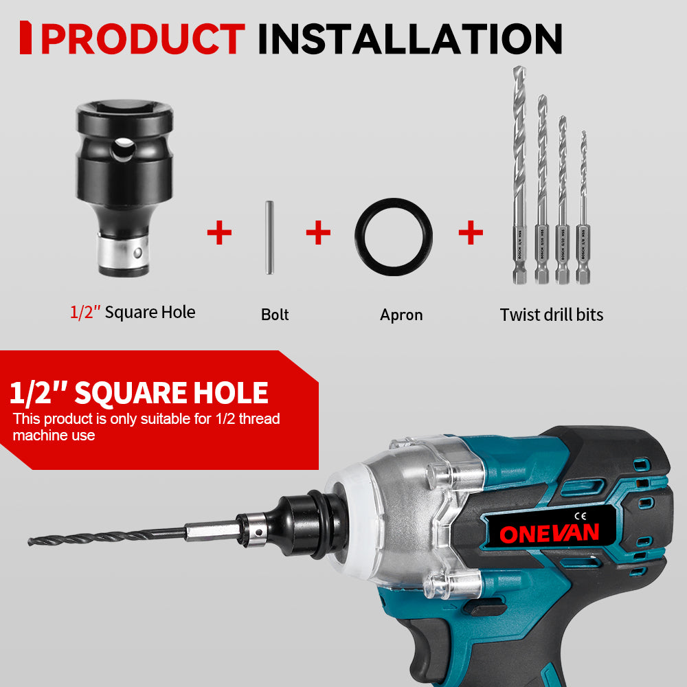 ONEVAN Tool Accessories set bussolotti 1/2 44 pezzi 4-12mm