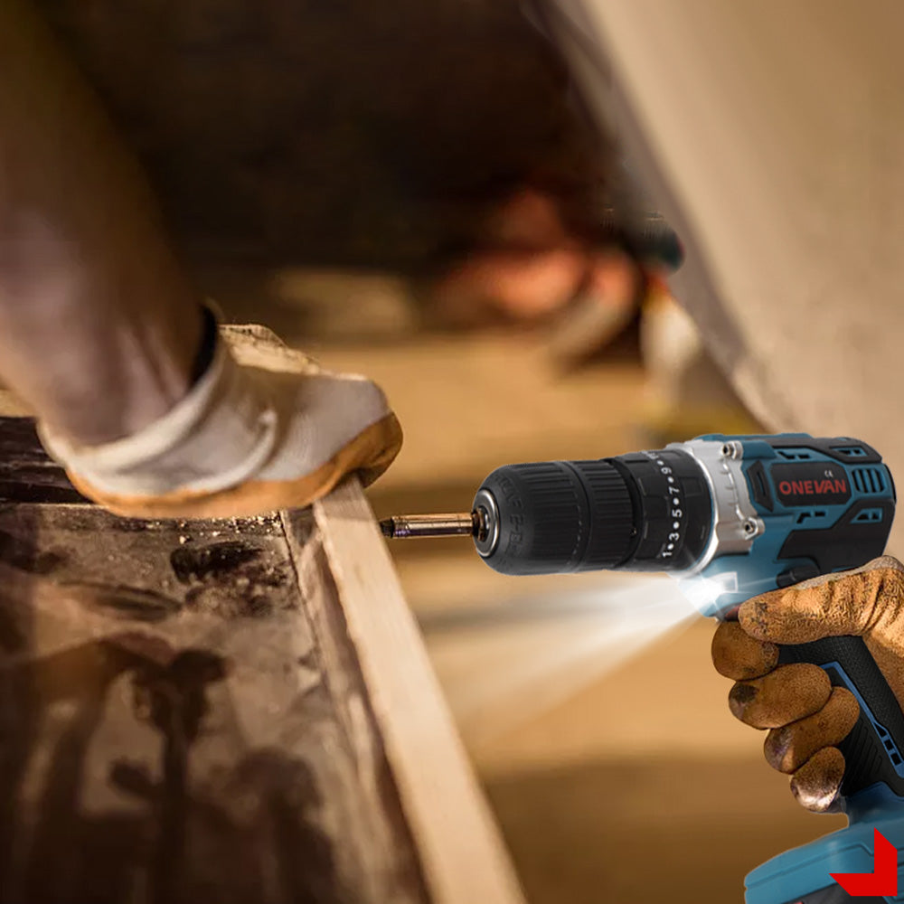 ONEVAN Home Improvement Trapano Avvitatore 54N·m Brushless 13mm 2 Batterie