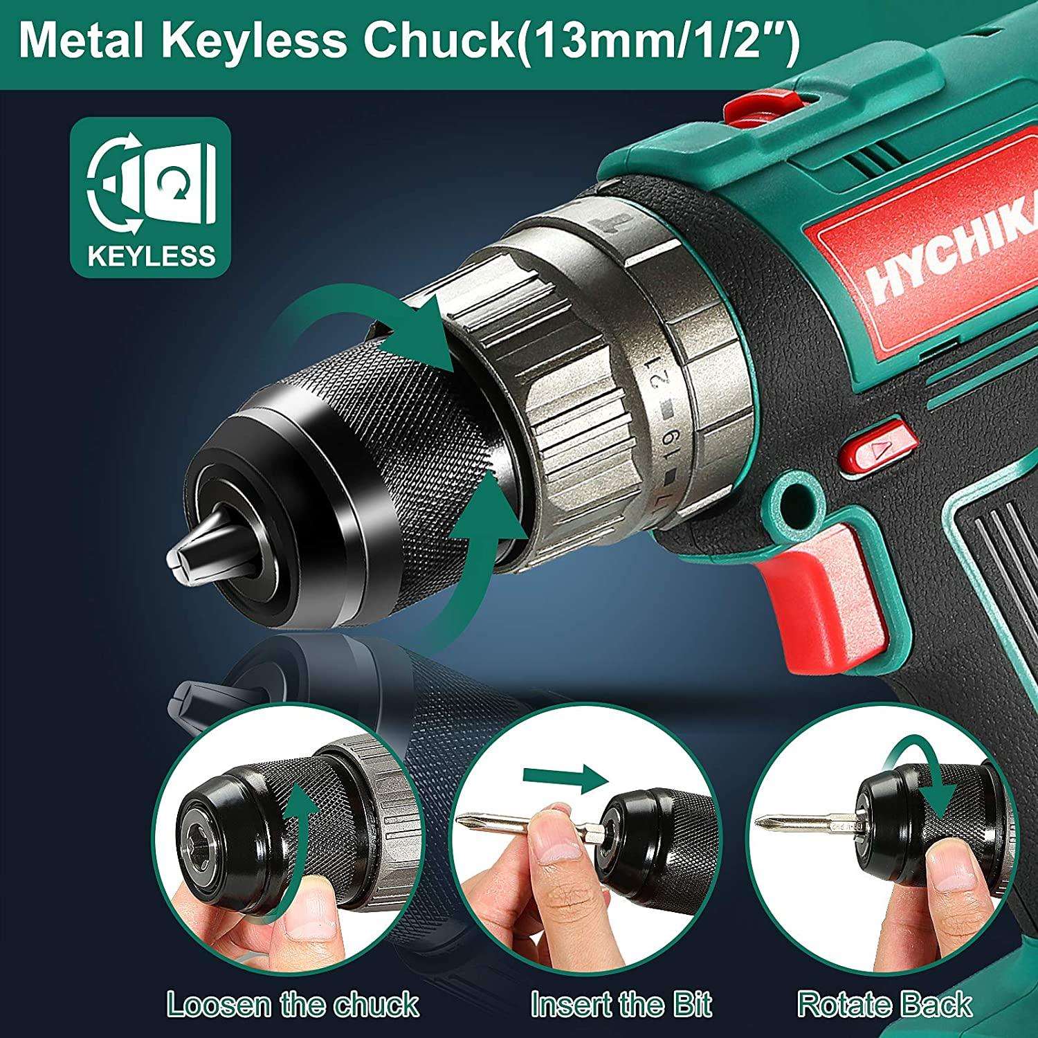 HYCHIKA Trapano Avvitatore 18V 45Nm con Batteria 27 Pezzi