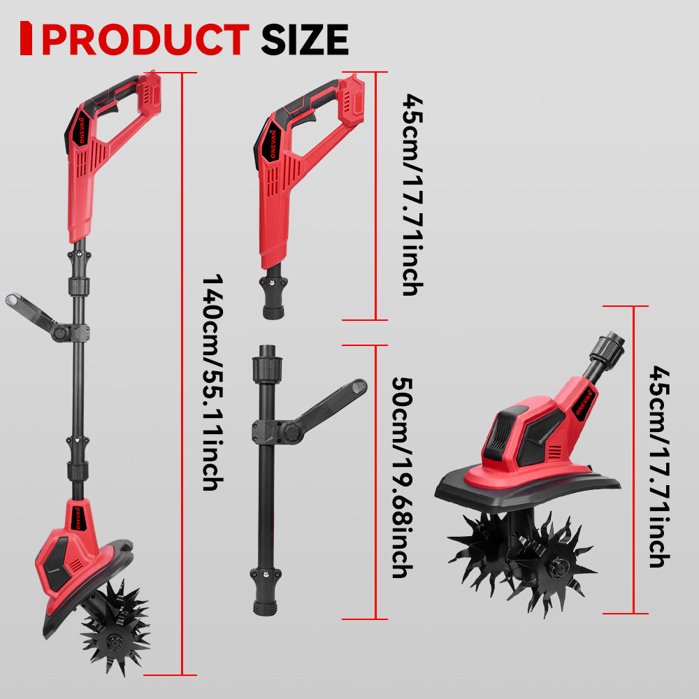 ONEVAN Garden Tools Motozappa a Batteria 21V 17cm 2 Batterie