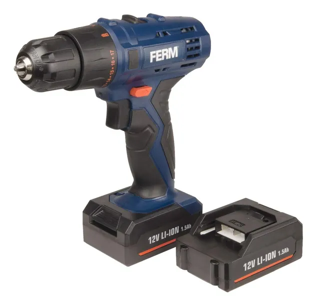 FERM Cordless drills trapano avvitatore 12V 1,5Ah 2 batterie LED