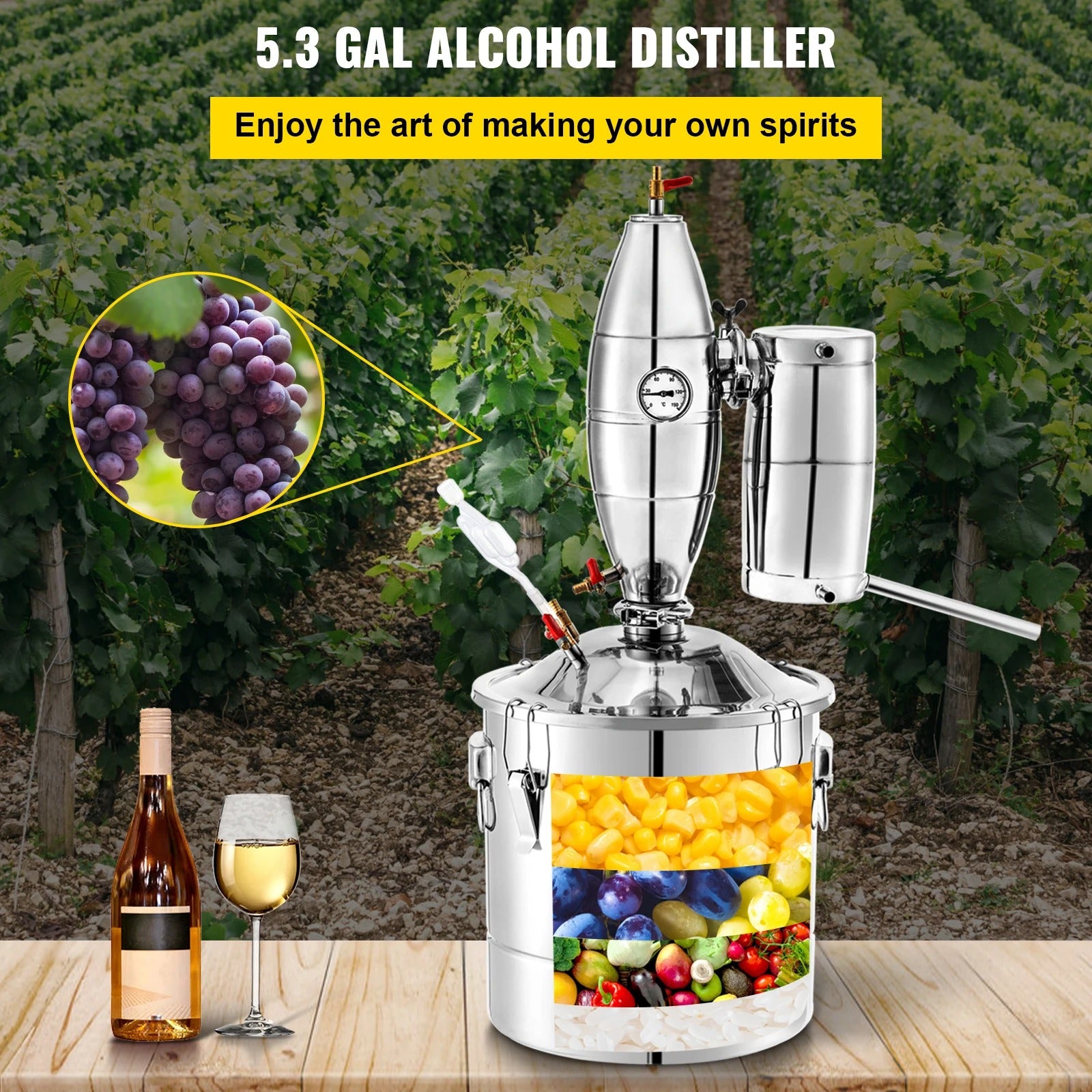 Sihao distillatore inox 20L con colonna in rame
