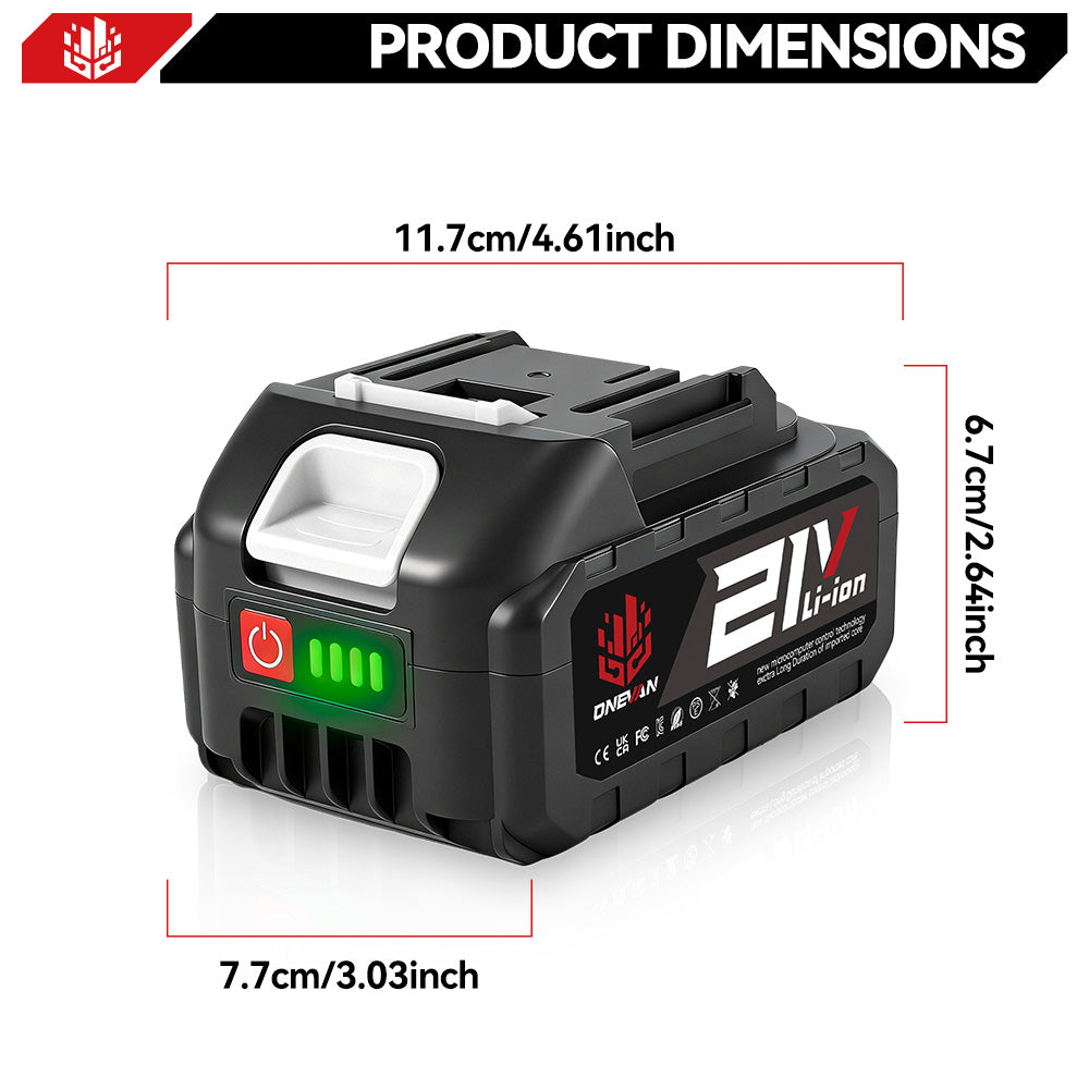 ONEVAN Battery 18-21V Batteria Litio 3.0Ah 1 Batteria