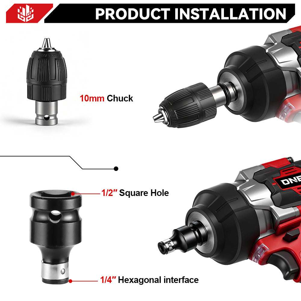 ONEVAN Automotive Tools Chiave Impulsi 1/2" 2800N·m Rossa