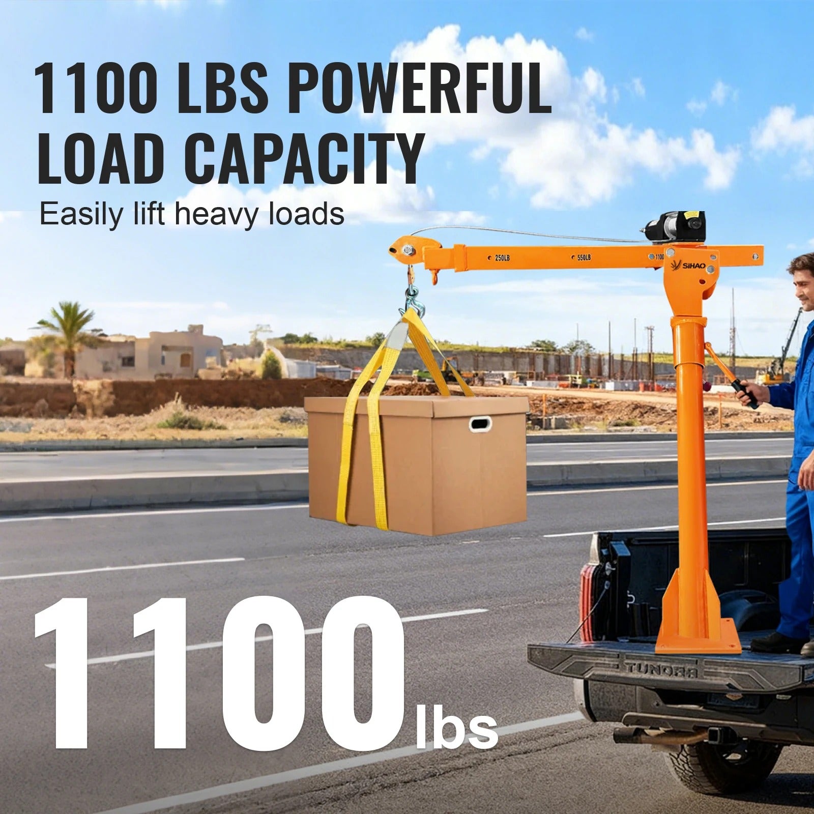 Sihao Winches Gru Camion 3500lbs con Verricello 1100lbs 360°