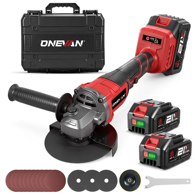 ONEVAN Woodworking Tools Smerigliatrice Angolare 125mm Brushless 700W 2 Batterie