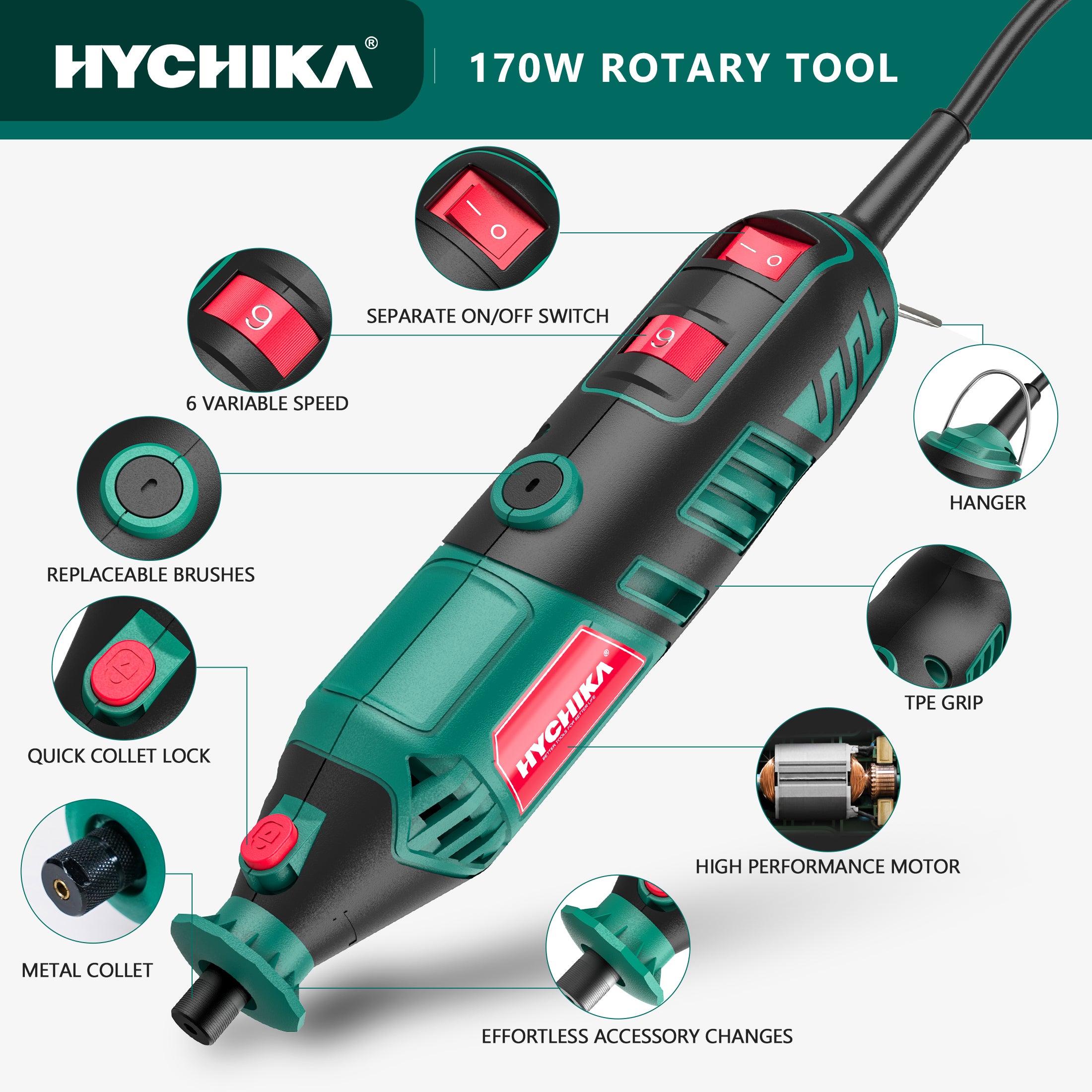 HYCHIKA Utensile Rotativo Multifunzione 179pz 180W