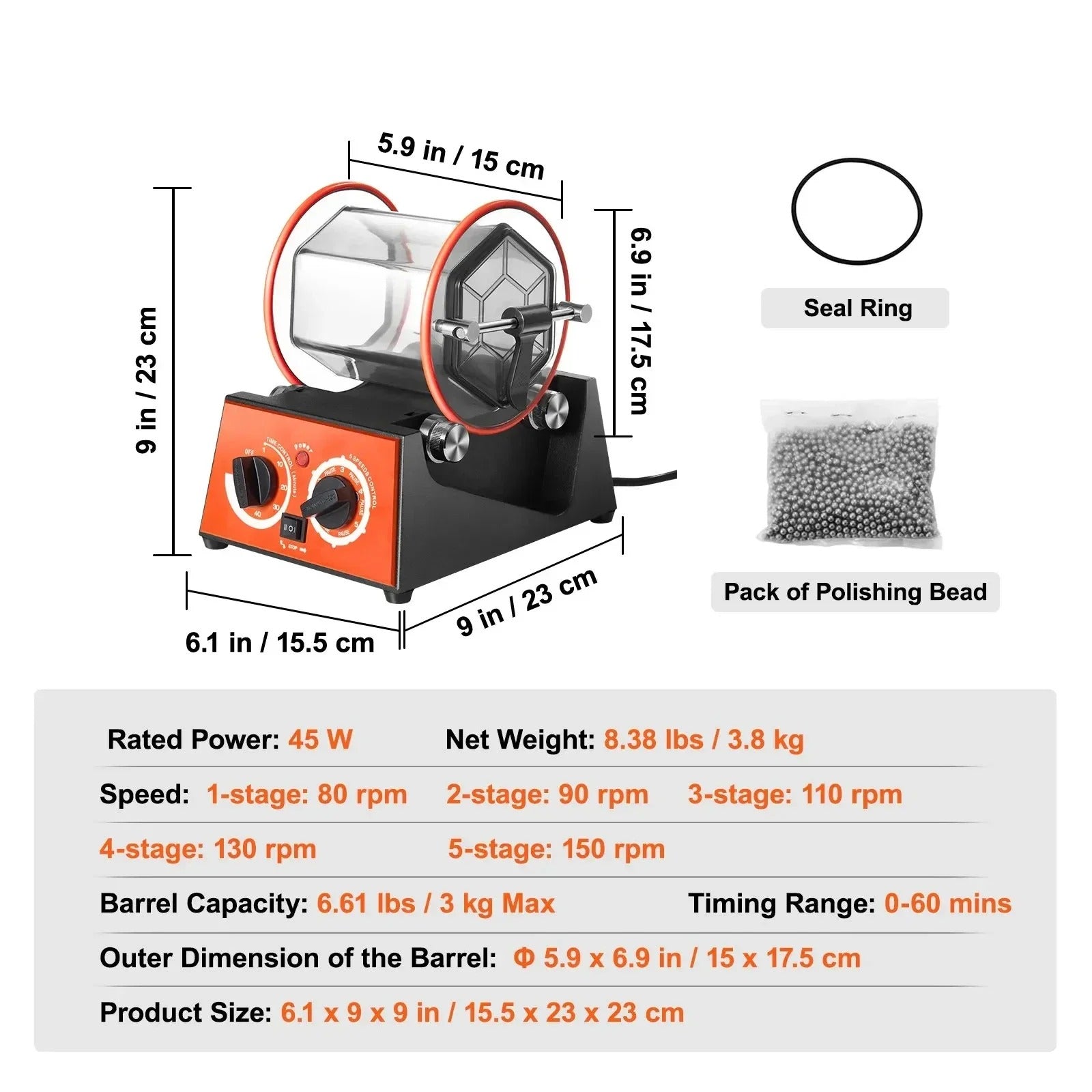Sihao Buratto lucidatore rotativo 3KG timer digitale 5 velocità