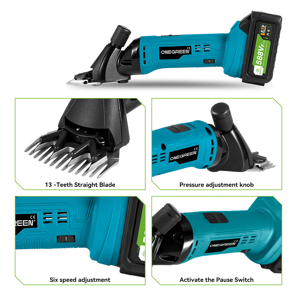 ONEVAN Home Appliances Tosatrice Pecore 13 Denti con 2 Batterie