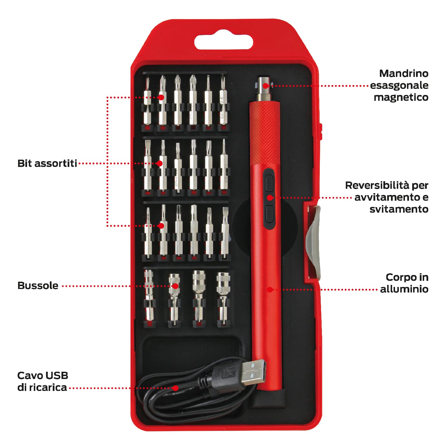 Valex Cacciavite precisione 4V 18 bit bussole LED USB-C