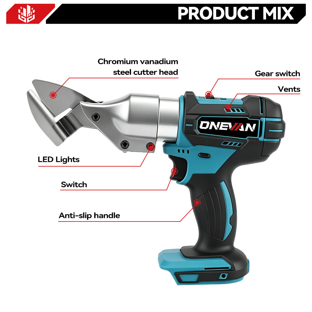 ONEVAN Home Improvement Cesoie Lamiera a Batteria 3mm 2Batt