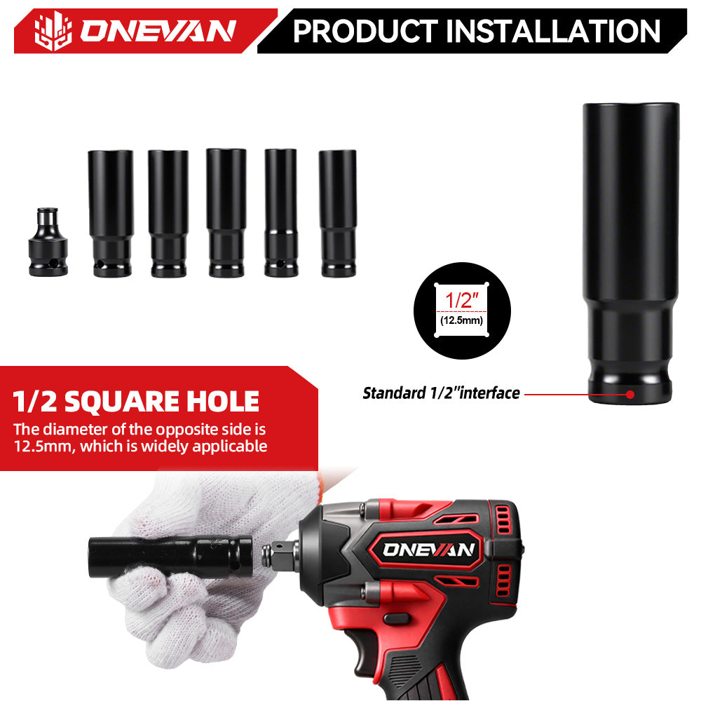 ONEVAN Automotive Tools Chiave a Impulsi 1/2" 500Nm Rossa 18V