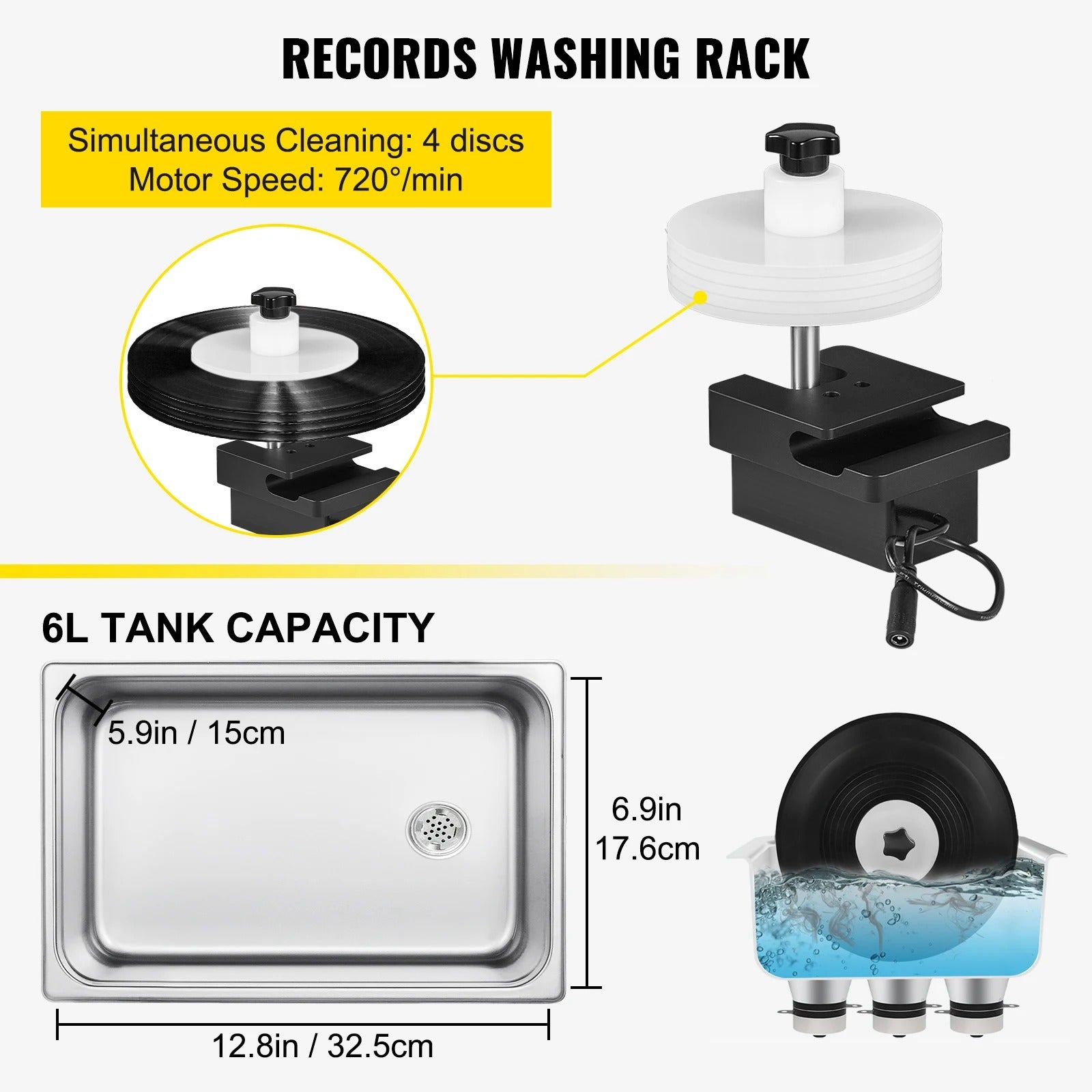 Sihao Ultrasonic Cleaners pulitore ultrasuoni 6L 40kHz EU vinili
