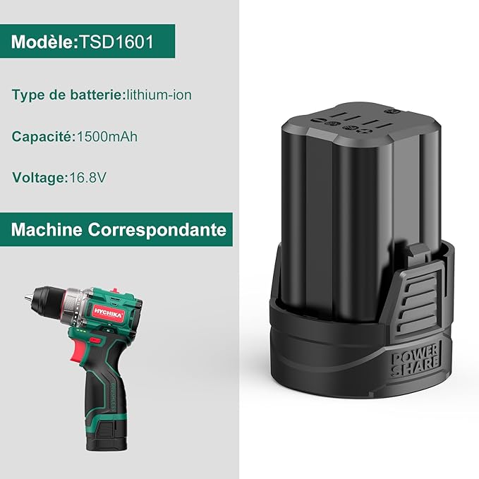 HYCHIKA Batteria Trapano 16.8V 1500mAh NBT-CD-16.8A-BL
