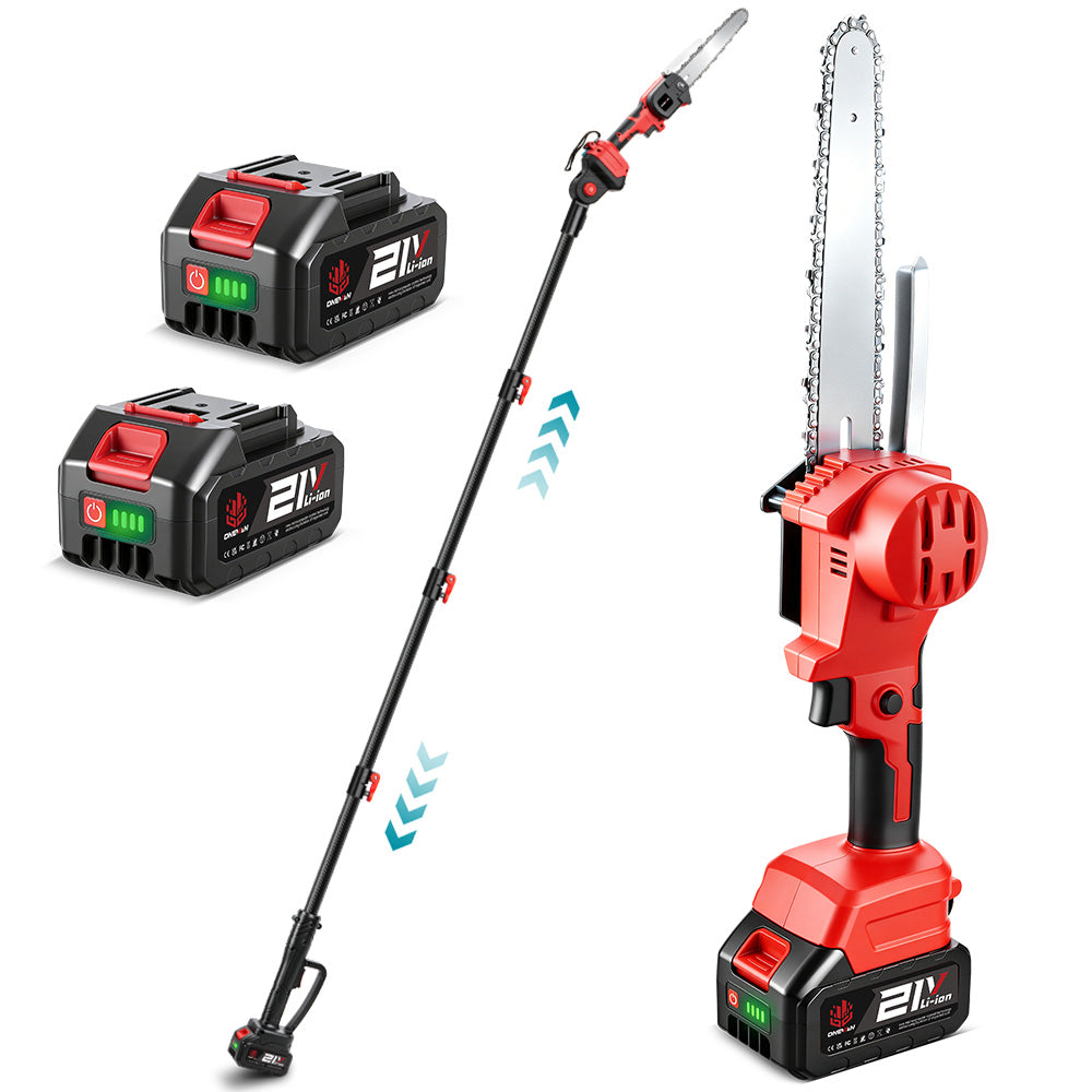 ONEVAN Garden Tools motosega telescopica 8" 1,3-2,25m 2 batterie