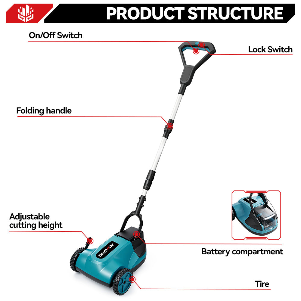 ONEVAN Garden Tools tosaerba 21cm brushless 2 batterie EU