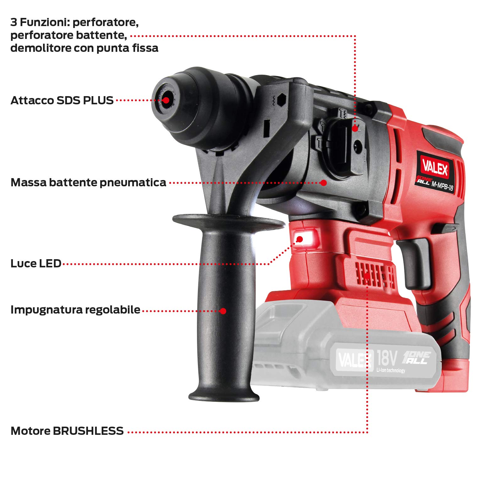 Valex OneAll M-MPB 18 Martello Perforatore 18V Kit 3Ah