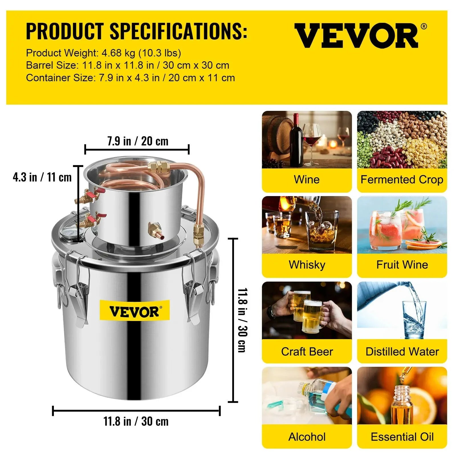 Sihao Home Appliance Distillatore 5 Gal inox rame 21L con pompa