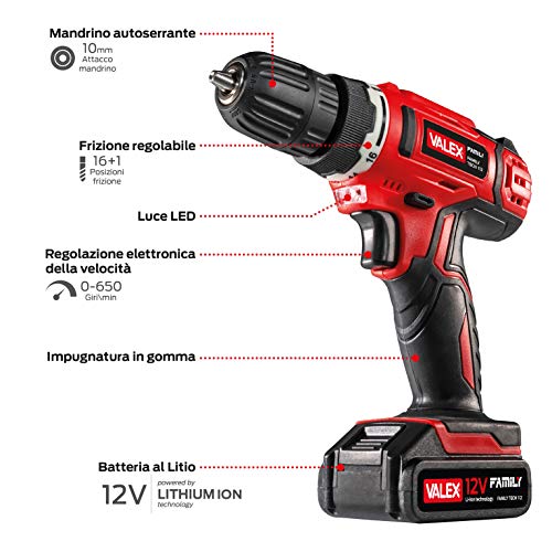 VALEX Family-Tech 112 trapano avvitatore 12V mandrino 10mm