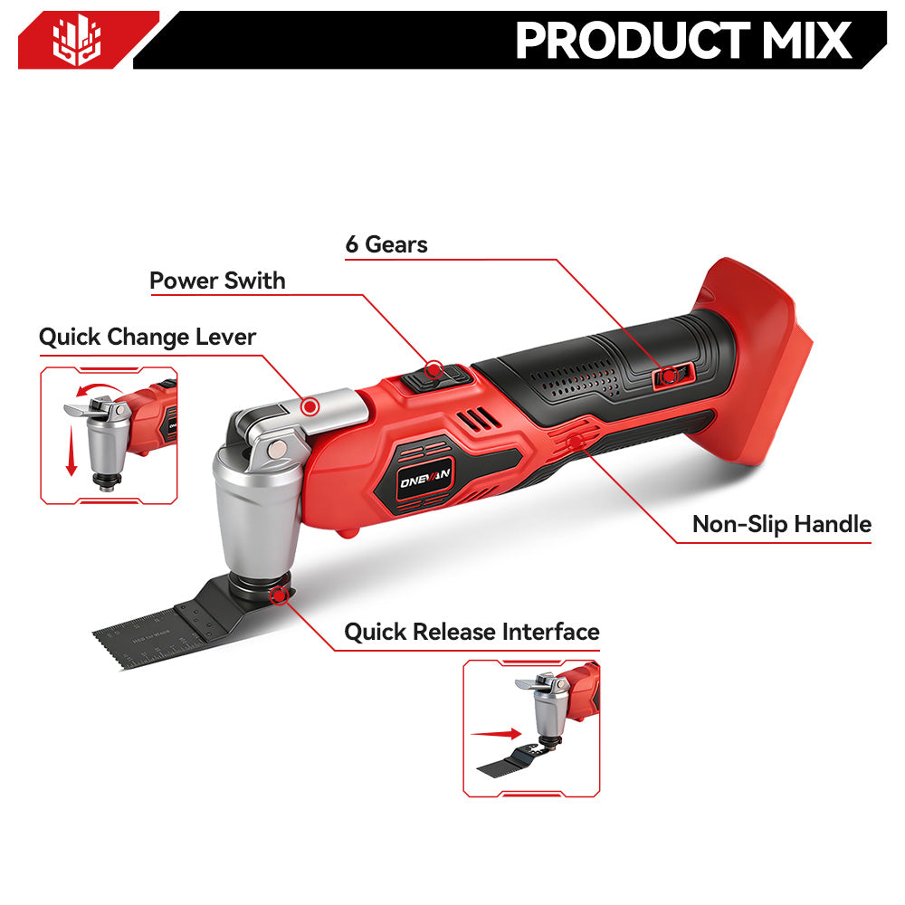 ONEVAN Woodworking Tools multitool oscillante 18V 2 batterie EU