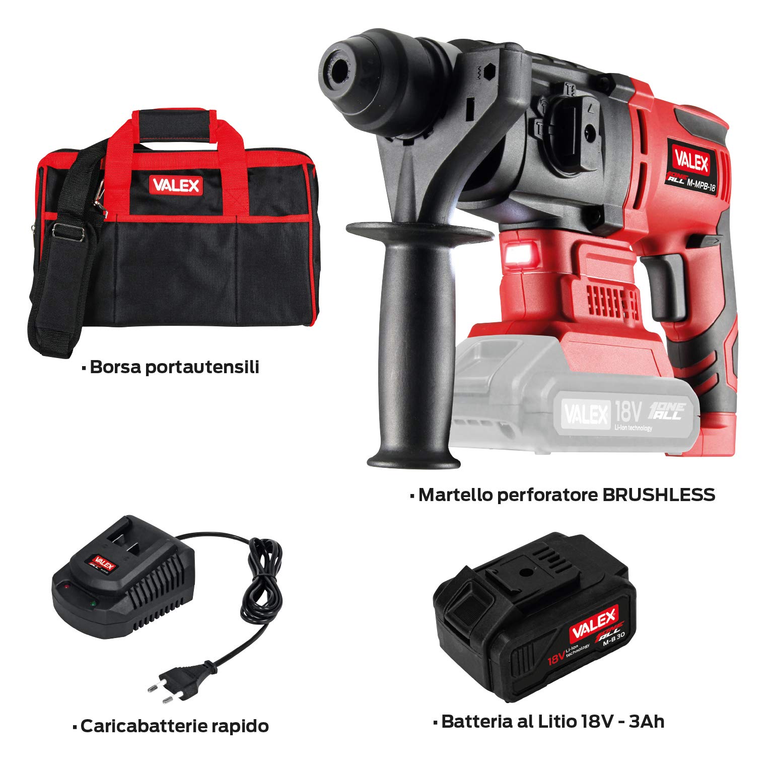 Valex OneAll M-MPB 18 Martello Perforatore 18V Kit 3Ah