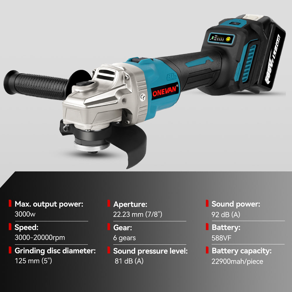ONEVAN Cordless Tool Set kit 4 pezzi 1200Nm 13mm 125mm 3Ah